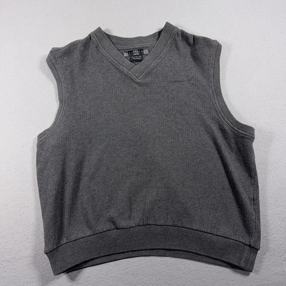 VTG Nike Sweater Vest Mens XL Gray Cotton V Neck Sleeveless Knit Pullover‎ Y2K